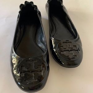 Tory Burch Reva Flats Patent Black Size 8